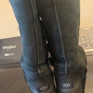 UGG Black Tall Suede Heeled Boots